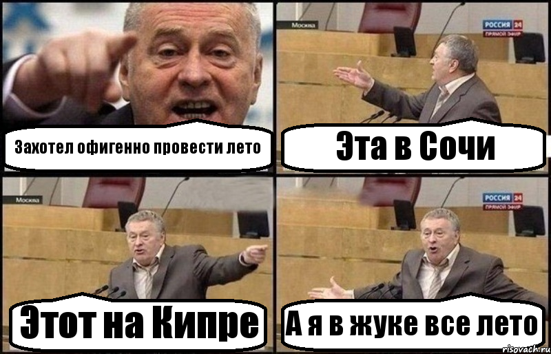 Захотел офигенно провести лето Эта в Сочи Этот на Кипре А я в жуке все лето, Комикс Жириновский