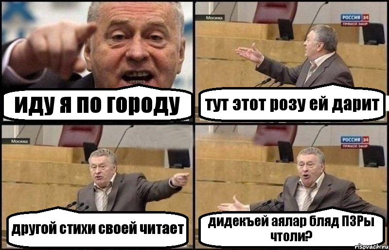 иду я по городу тут этот розу ей дарит другой стихи своей читает дидекъей аялар бляд ПЗРы чтоли?, Комикс Жириновский