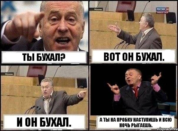 Ты бухал? Вот он бухал. И он бухал. А ты на пробку наступишь и всю ночь рыгаешь., Комикс Жириновский клоуничает