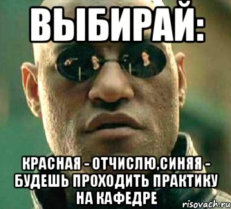 Выбирай: Красная - отчислю,синяя - будешь проходить практику на кафедре, Мем  а что если я скажу тебе