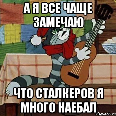 А я все чаще замечаю Что сталкеров я много наебал, Мем Кот Матроскин с гитарой