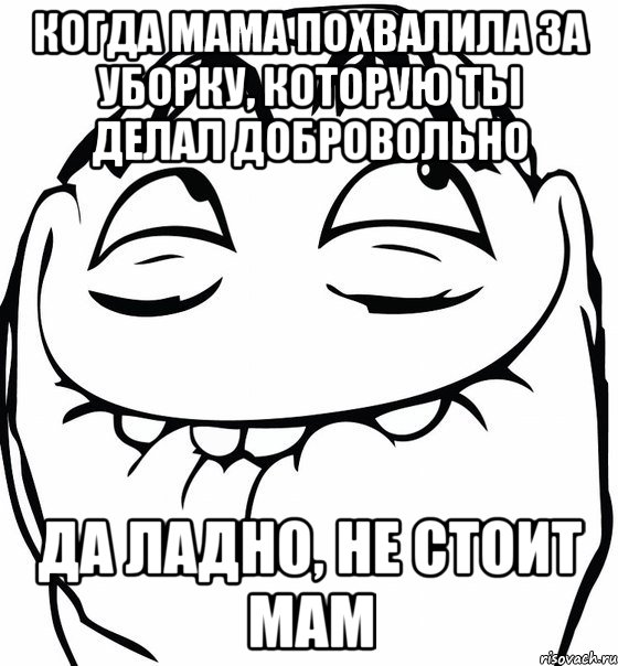 Когда мама похвалила за уборку, которую ты делал добровольно Да ладно, не стоит мам, Мем  аааа