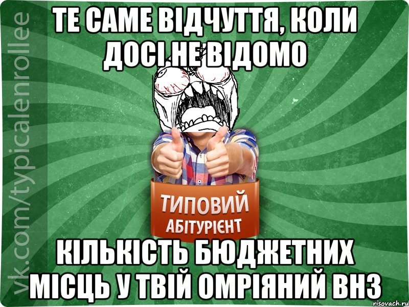 Те саме відчуття, коли досі не відомо кількість бюджетних місць у твій омріяний внз