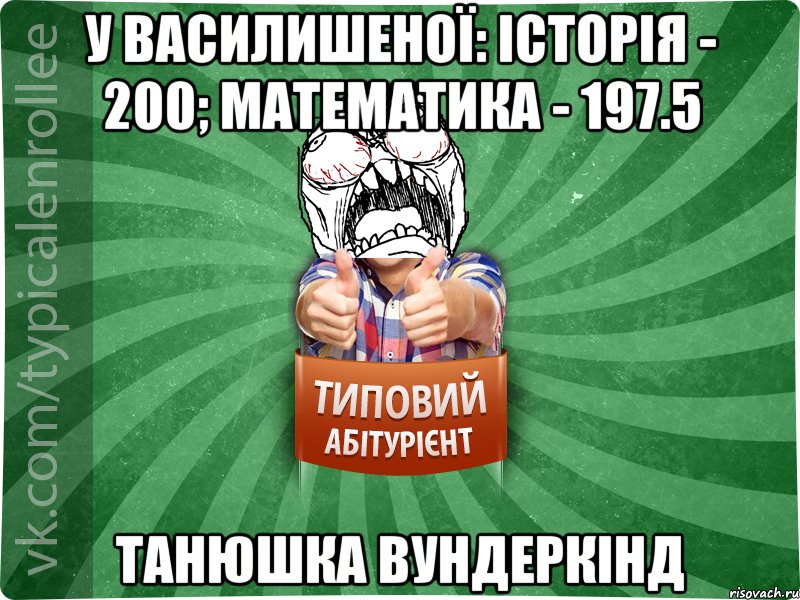 у василишеної: історія - 200; математика - 197.5 танюшка вундеркінд, Мем абтура2