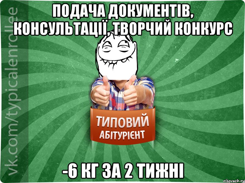 подача документів, консультації, творчий конкурс -6 кг за 2 тижні, Мем абтурнт5