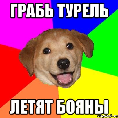 ГРАБЬ ТУРЕЛЬ ЛЕТЯТ БОЯНЫ, Мем Advice Dog