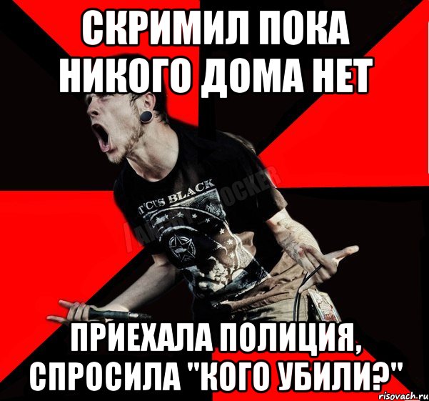 Скримил пока никого дома нет Приехала полиция, спросила "Кого убили?", Мем Агрессивный рокер