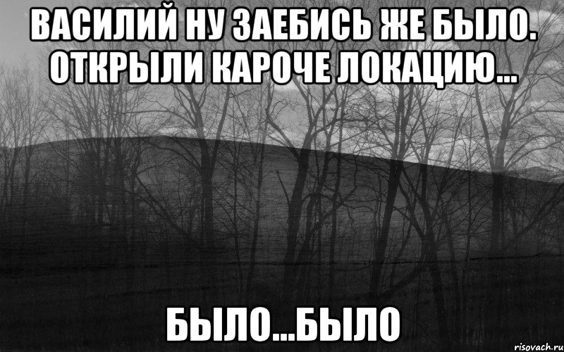 Василий ну заебись же было. открыли кароче локацию... было...БЫЛО, Мем безысходность лес