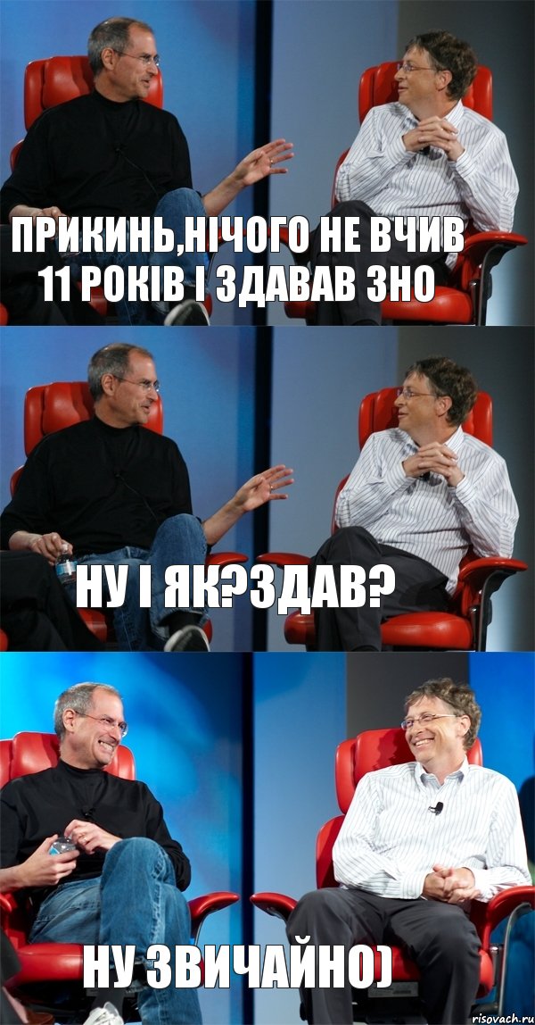 прикинь,нічого не вчив 11 років і здавав зно ну і як?здав? ну звичайно), Комикс Стив Джобс и Билл Гейтс (3 зоны)