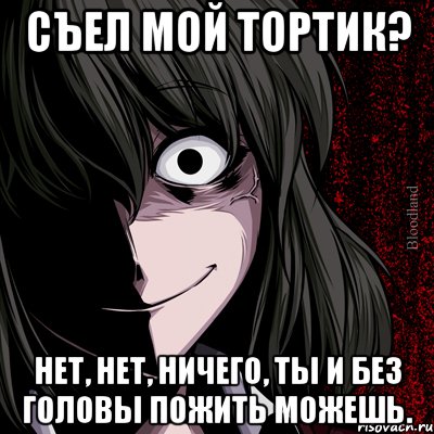 Съел мой тортик? Нет, нет, ничего, ты и без головы пожить можешь., Мем bloodthirsty