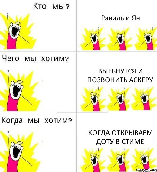 Равиль и Ян выебнутся и позвонить Аскеру когда открываем доту в стиме, Комикс Что мы хотим