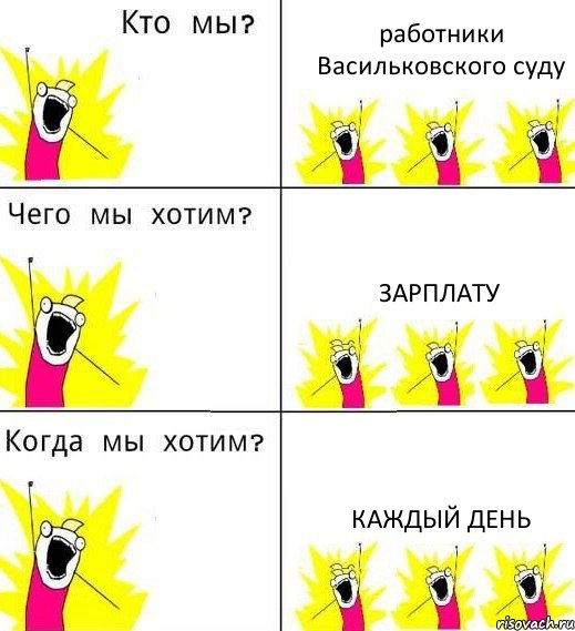 работники Васильковского суду зарплату каждый день, Комикс Что мы хотим