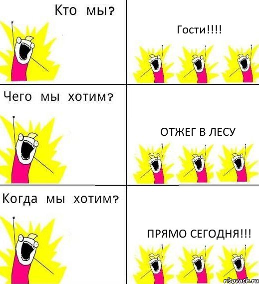 Гости!!!! Отжег в лесу Прямо сегодня!!!, Комикс Что мы хотим