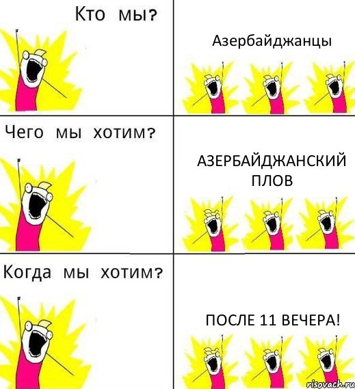 Азербайджанцы Азербайджанский плов После 11 вечера!, Комикс Что мы хотим