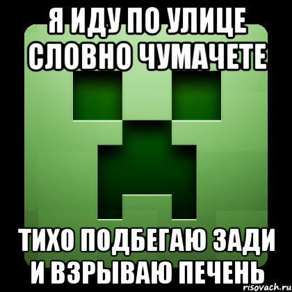 Я ИДУ ПО УЛИЦЕ СЛОВНО ЧУМАЧЕТЕ ТИХО ПОДБЕГАЮ ЗАДИ И ВЗРЫВАЮ ПЕЧЕНЬ