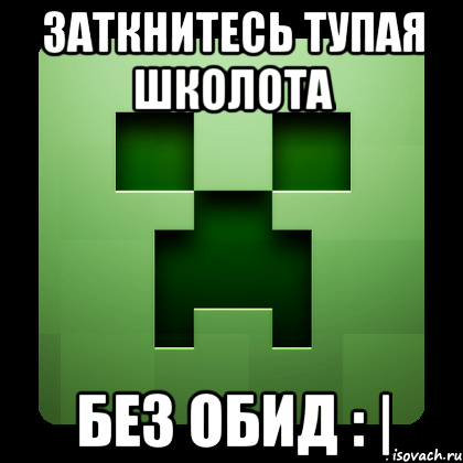 Заткнитесь тупая школота Без обид : |, Мем Creeper