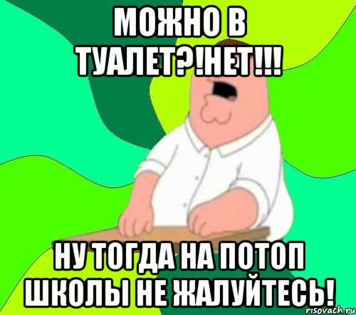 Можно в туалет?!Нет!!! Ну тогда на потоп школы не жалуйтесь!, Мем  Да всем насрать (Гриффин)