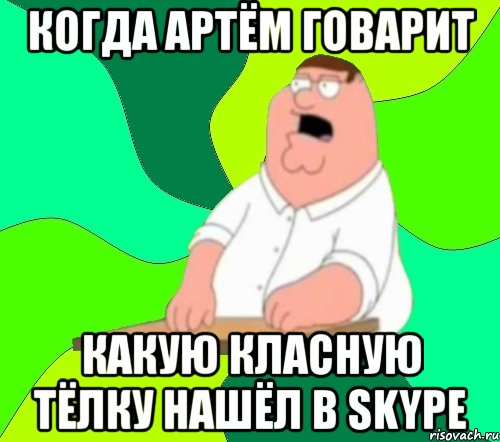 когда Артём говарит какую класную тёлку нашёл в skype, Мем  Да всем насрать (Гриффин)