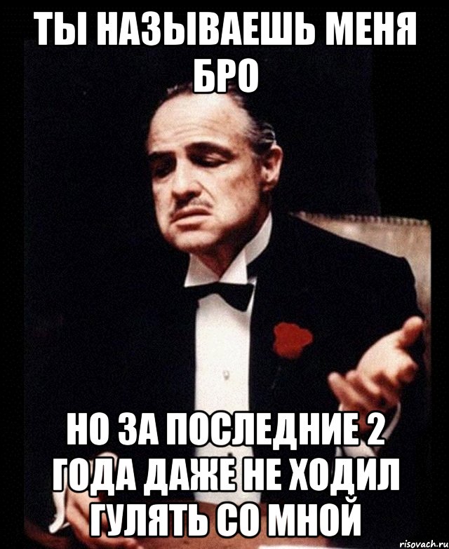 Ты называешь меня бро но за последние 2 года даже не ходил гулять со мной, Мем ты делаешь это без уважения