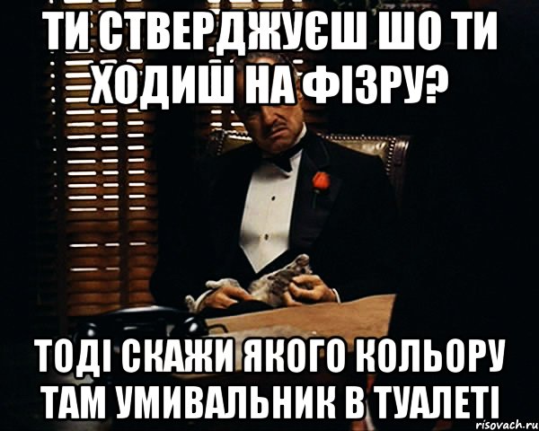 ти стверджуєш шо ти ходиш на фізру? тоді скажи якого кольору там умивальник в туалеті