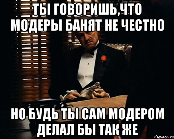 ты говоришь,что модеры банят не честно но будь ты сам модером делал бы так же, Мем Дон Вито Корлеоне