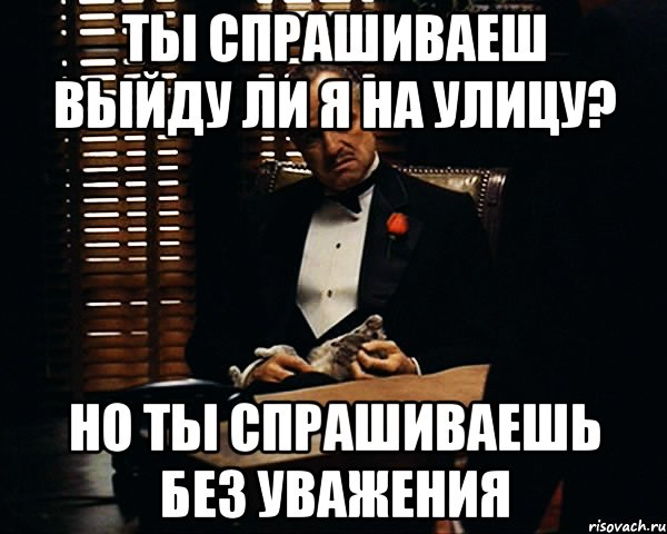 ты спрашиваеш выйду ли я на улицу? но ты спрашиваешь без уважения, Мем Дон Вито Корлеоне