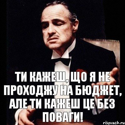 Ти кажеш, що я не проходжу на бюджет, але ти кажеш це без поваги!