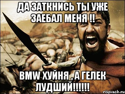 Да заткнись ты уже заебал меня !! BMW хуйня , а ГЕЛЕК лудший!!!!!!, Мем Это Спарта