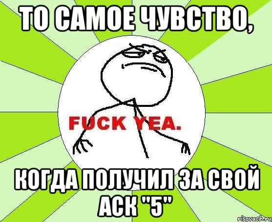 То самое чувство, когда получил за свой аск "5", Мем фак е