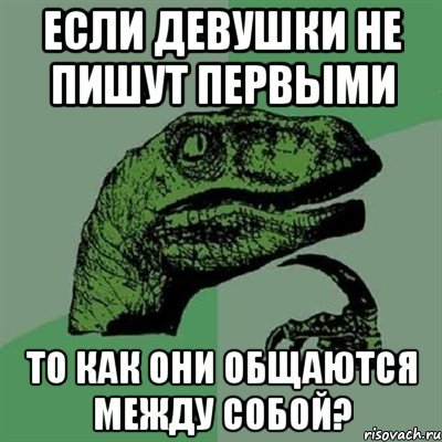 если девушки не пишут первыми то как они общаются между собой?, Мем Филосораптор