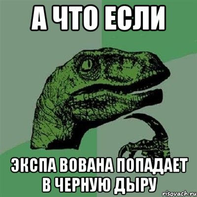 А ЧТО ЕСЛИ ЭКСПА ВОВАНА ПОПАДАЕТ В ЧЕРНУЮ ДЫРУ, Мем Филосораптор