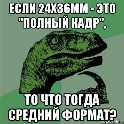 Если 24х36мм - это "полный кадр", то что тогда средний формат?, Мем Филосораптор