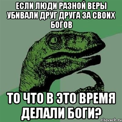 Если люди разной веры убивали друг друга за своих богов то что в это время делали боги?, Мем Филосораптор