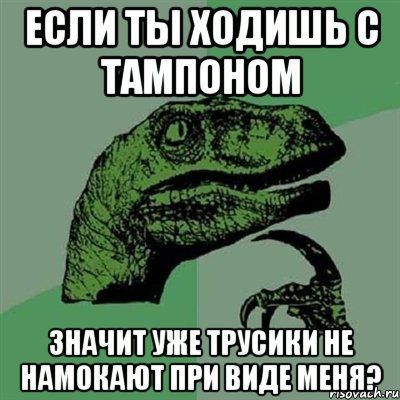 если ты ходишь с тампоном значит уже трусики не намокают при виде меня?, Мем Филосораптор