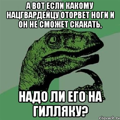 А вот если какому нацгвардейцу оторвет ноги и он не сможет скакать, надо ли его на гилляку?, Мем Филосораптор