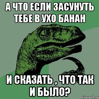 а что если засунуть тебе в ухо банан и сказать , что так и было?, Мем Филосораптор