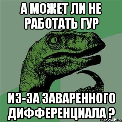 А может ли не работать ГУР Из-за заваренного дифференциала ?, Мем Филосораптор