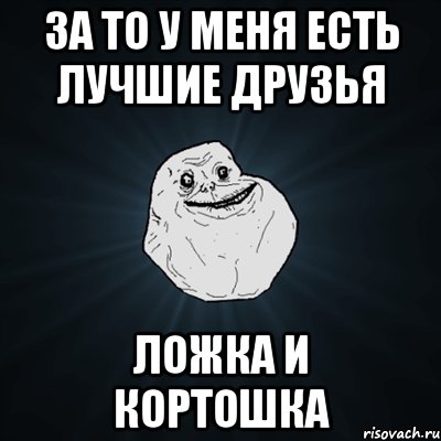 За то у меня есть лучшие друзья Ложка и кортошка, Мем Forever Alone