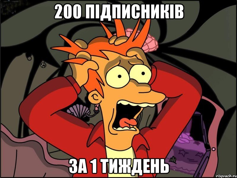 200 підписників за 1 тиждень, Мем Фрай в панике