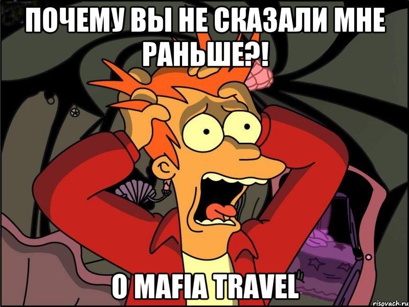 Почему вы не сказали мне раньше?! О Mafia Travel, Мем Фрай в панике