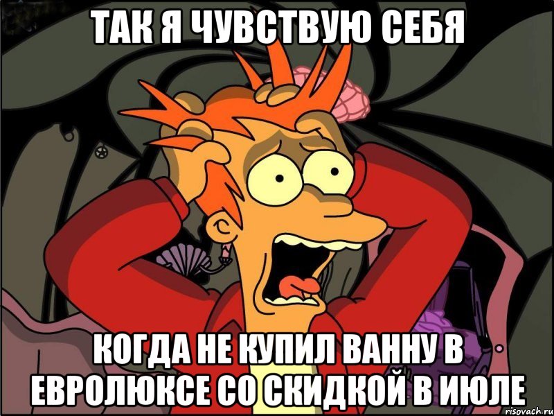 Так я чувствую себя Когда не купил ванну в ЕвроЛюксе со скидкой в ИЮЛЕ, Мем Фрай в панике