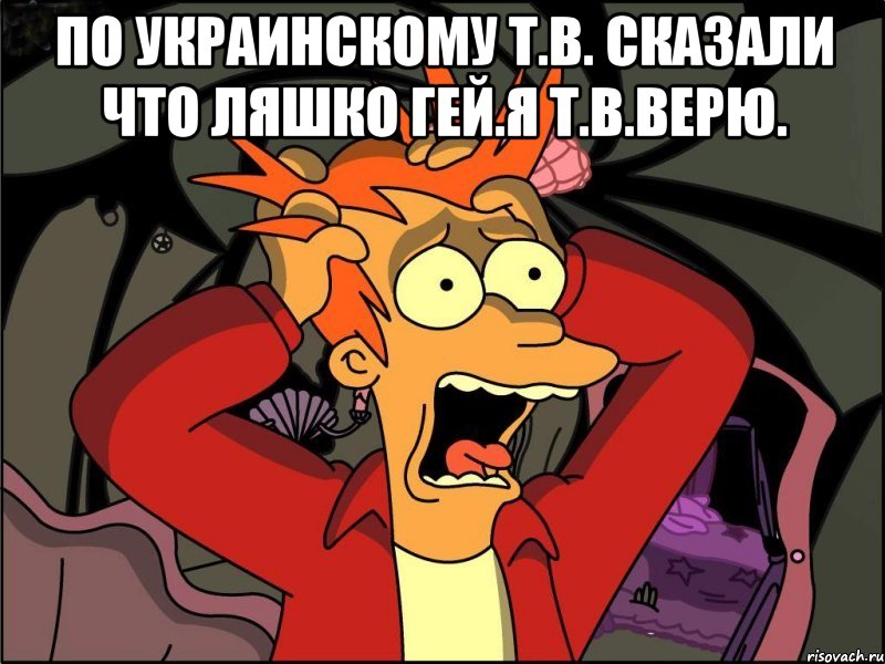 По украинскому т.в. сказали что ляшко гей.я т.в.верю. , Мем Фрай в панике