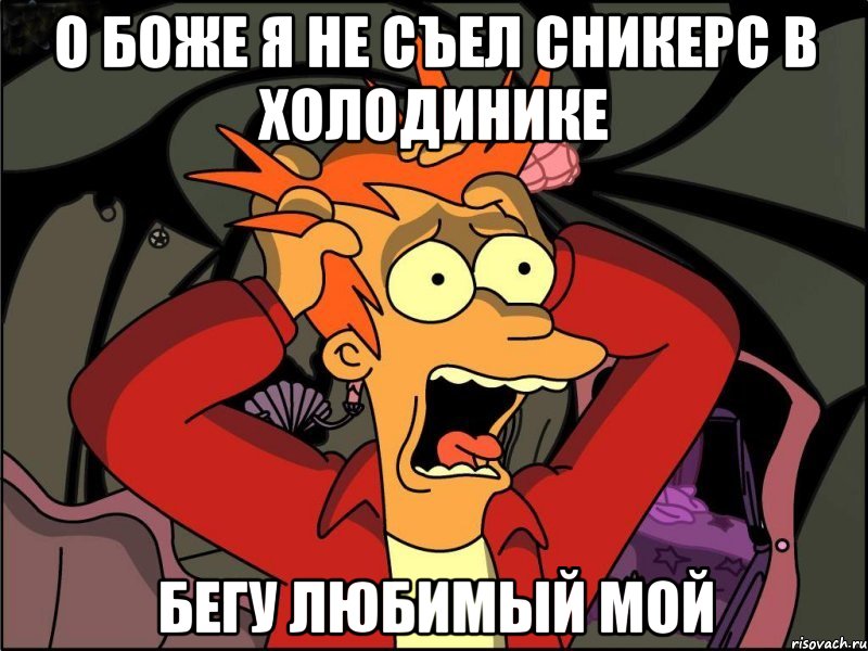 о боже я не съел сникерс в холодинике бегу любимый мой, Мем Фрай в панике