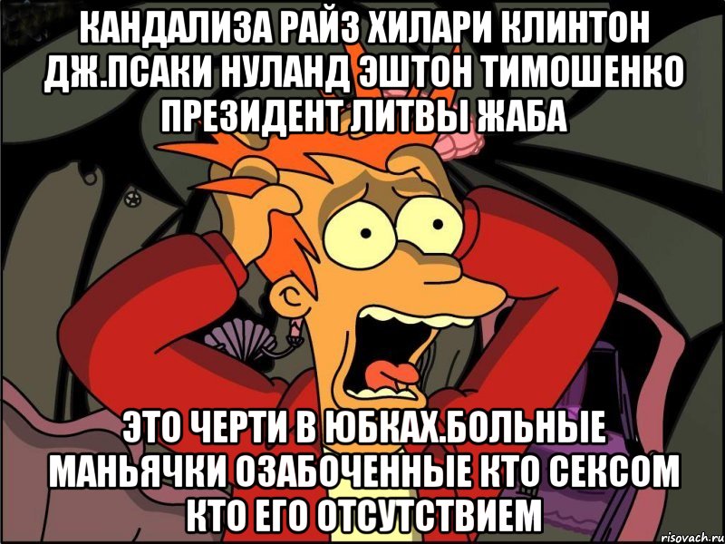 Кандализа райз хилари клинтон дж.псаки нуланд эштон тимошенко президент литвы жаба Это черти в юбках.больные маньячки озабоченные кто сексом кто его отсутствием, Мем Фрай в панике