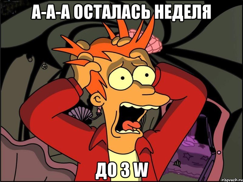 А-А-А осталась неделя до 3 W, Мем Фрай в панике