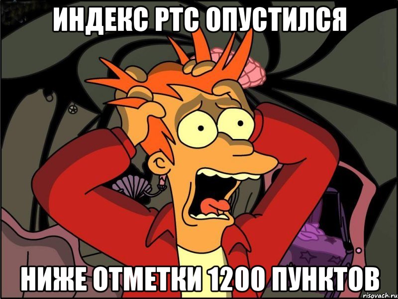 Индекс РТС опустился ниже отметки 1200 пунктов, Мем Фрай в панике