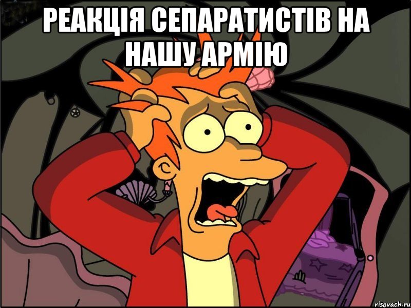 Реакція сепаратистів на нашу армію , Мем Фрай в панике