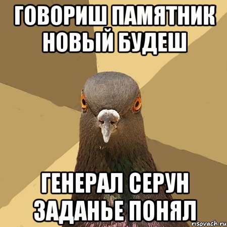 говориш памятник новый будеш Генерал серун заданье понял, Мем голубь