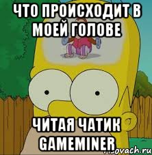 что происходит в моей голове читая чатик gameminer, Мем  Гомер Симпсон