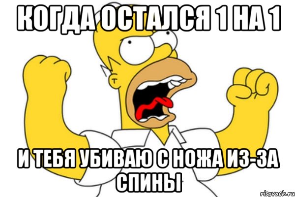 когда остался 1 на 1 и тебя убиваю с ножа из-за спины, Мем Разъяренный Гомер